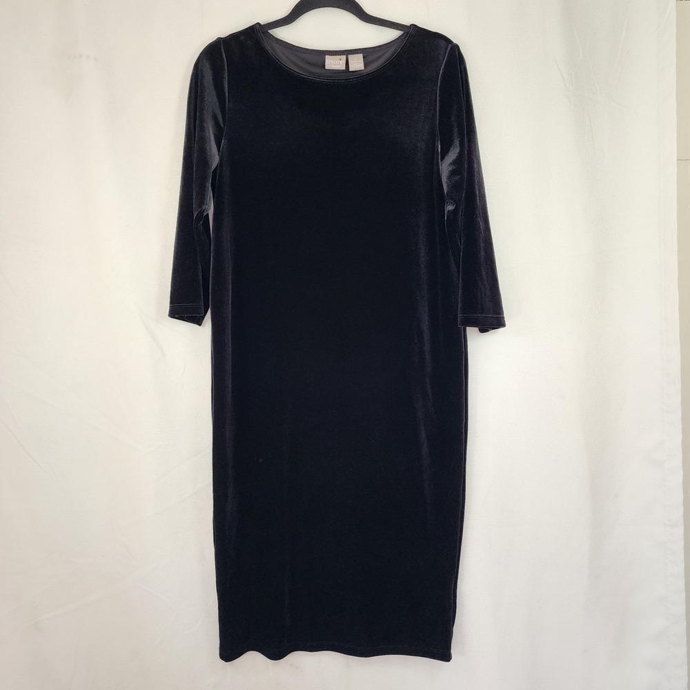Chicos travelers Black Velvet Dress size 0 Small Whimsigoth  Witchy Vamp Dark